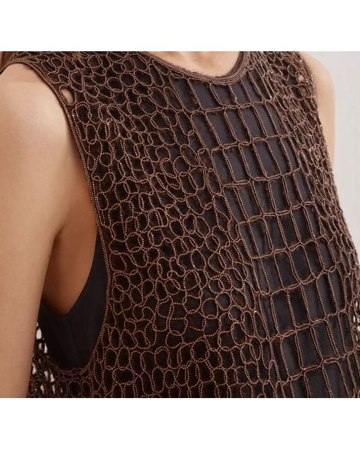 Brunello Cucinelli Brown Crocodile-Effect Top