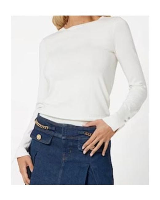 Guess White Button-Details Top