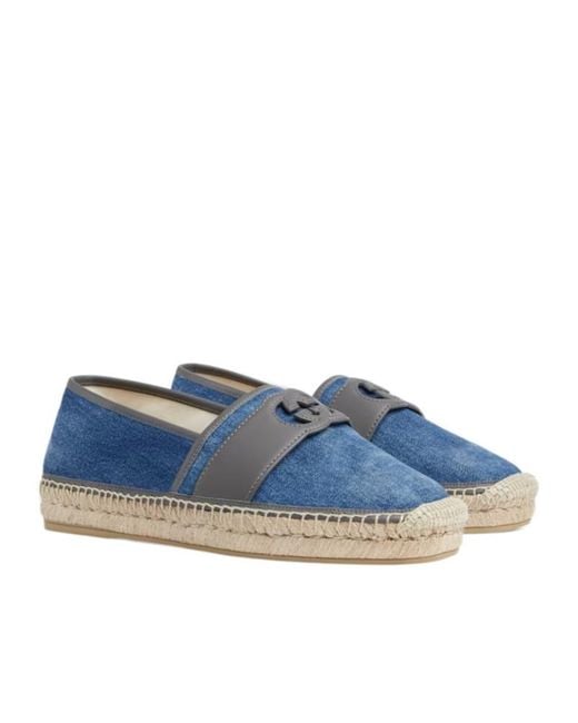 Gucci Blue Cut-Out Logo Denim Espadrillas for men