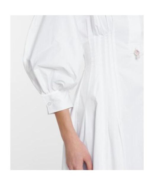Oscar de la Renta White Embellished Stretch-Cotton Midi Dress