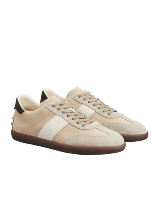 Tod's Natural Low Top Lace-Up Sneakers for men