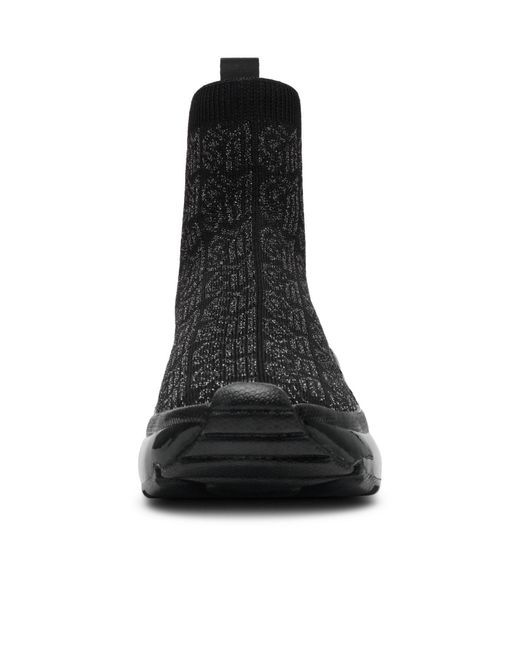 Steve Madden Black Jacquard Knit Sock-Style Sneakers