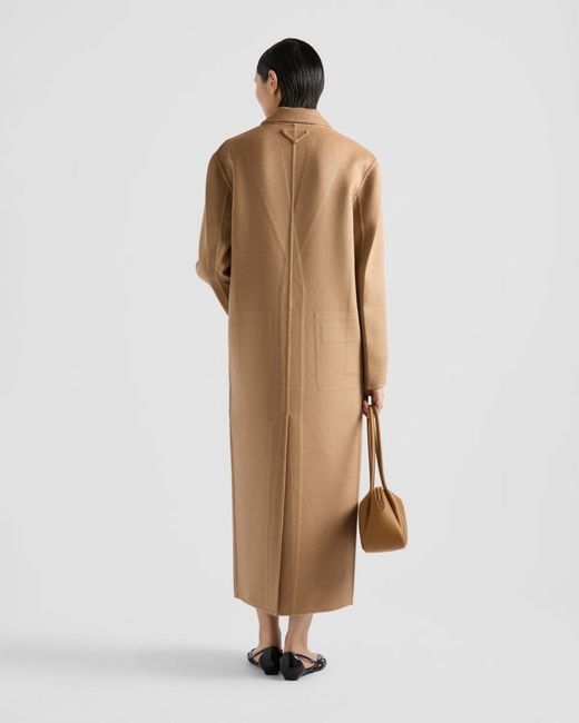 Prada Natural Single-Breasted Long Coat
