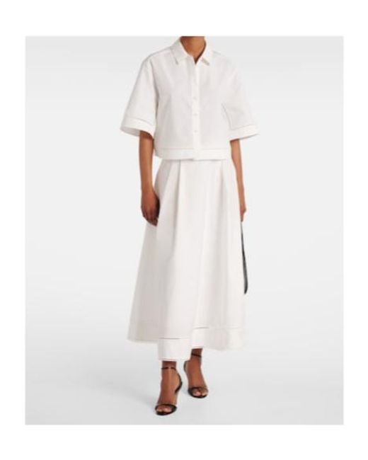 Rohe White Embroidered Cotton Poplin Maxi Skirt