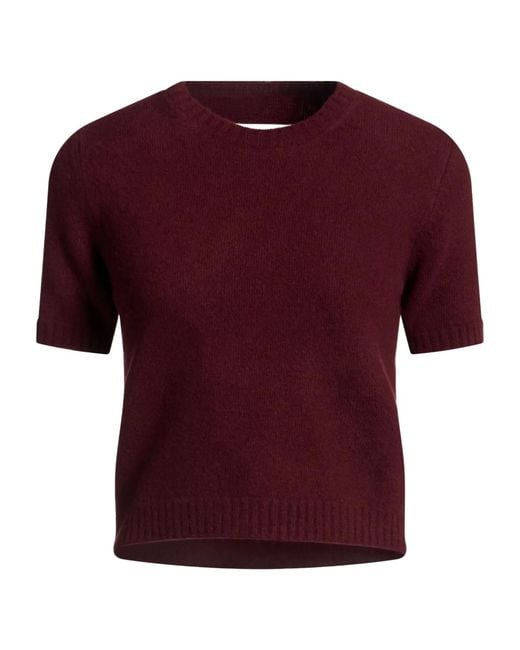 Maison Margiela Red Crew-Neck Short-Sleeve Knit Top