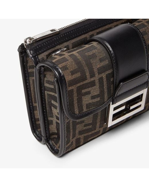 Fendi Black Double Baguette Ff Jacquard Crossbody Bag for men