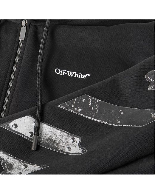 Off-White c/o Virgil Abloh Black Front Zip-Up Sweatshirt for men