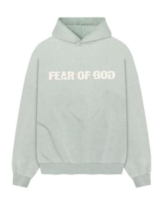 Fear Of God Gray Long-Sleeved Logo Printed Hoodie for men