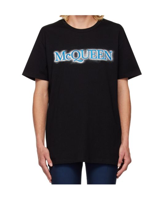 McQueen Black Logo Printed Crewneck T-Shirt for men
