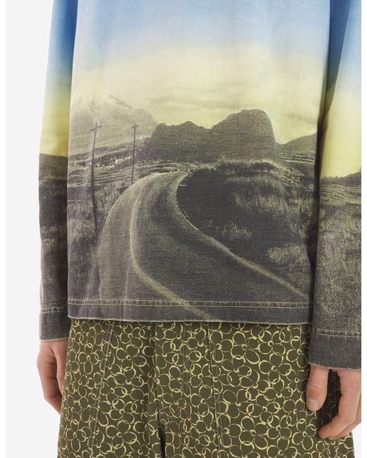 Maison Kitsuné Blue Long Sleeved T-Shirt for men