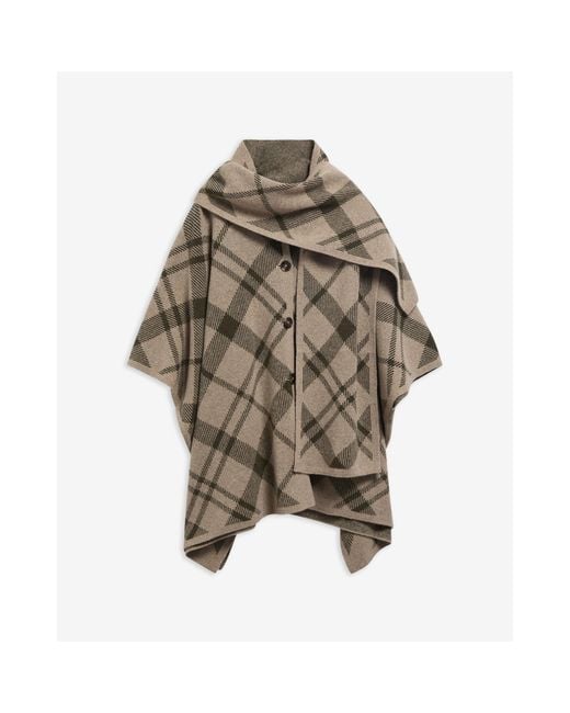 Barbour Gray Checked Cape-Style Jacket