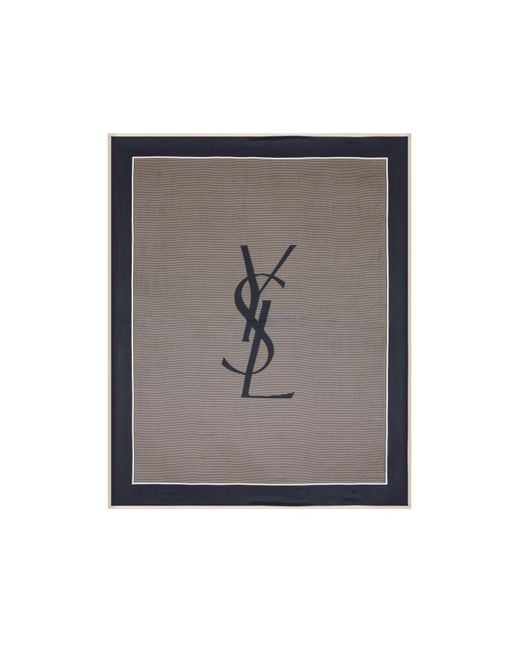 Saint Laurent Gray Cassandre Striped Shawl for men