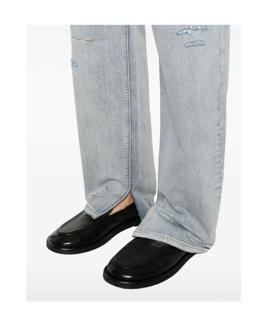 MM6 by Maison Margiela Blue Logo Patch Distressed Jeans for men