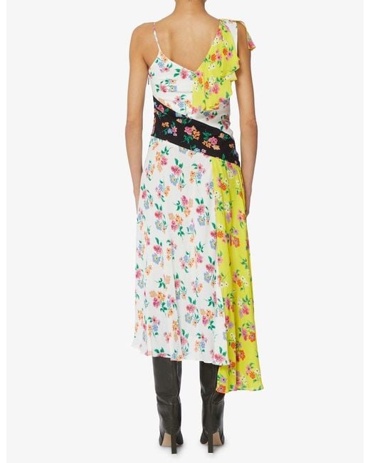 MSGM Metallic Floral-Printed Asymmetric Dress