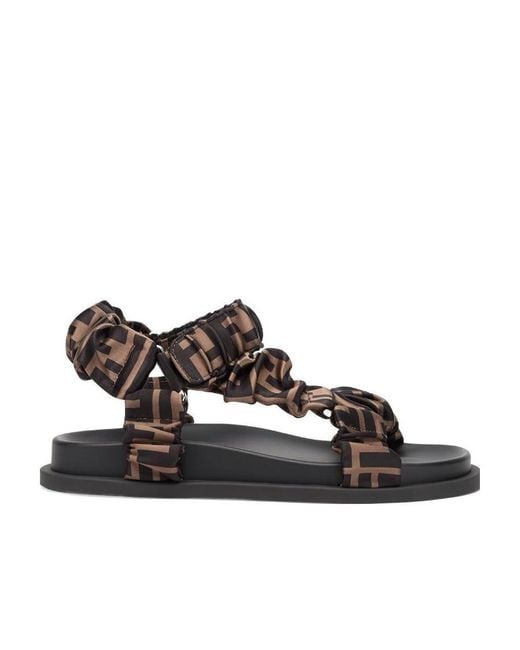 Fendi Brown Feel Ff Motif Sandals