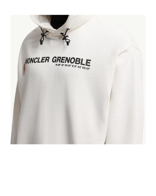 Moncler White Grenoble Logo Embroidered Long-Sleeved Hoodie for men