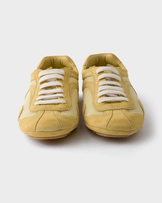 Prada Natural Montecarlo Re-Edition 2005 Suede And Mesh Sneakers