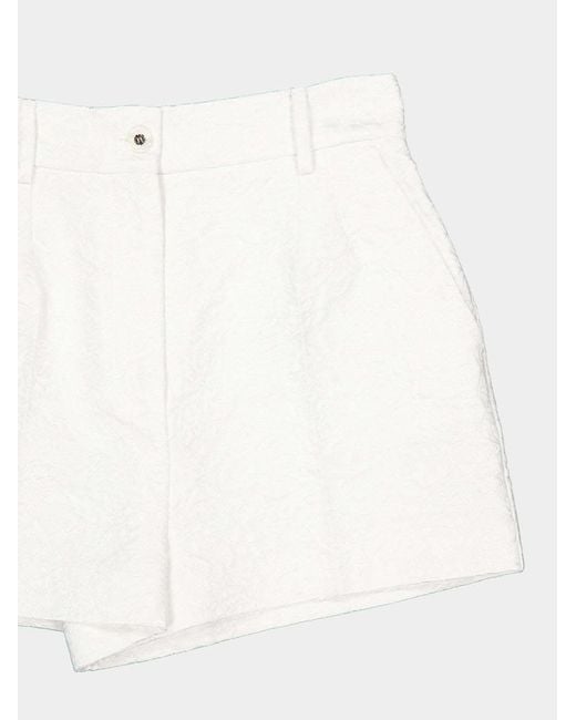 Dolce & Gabbana White Floral Jacquard Shorts