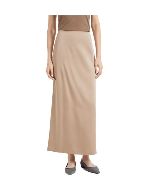 Brunello Cucinelli Natural High-Waist Skirt