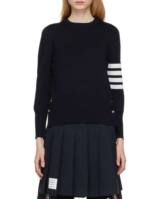 Thom Browne Black Milano Stitch Classic 4-Bar Pullover