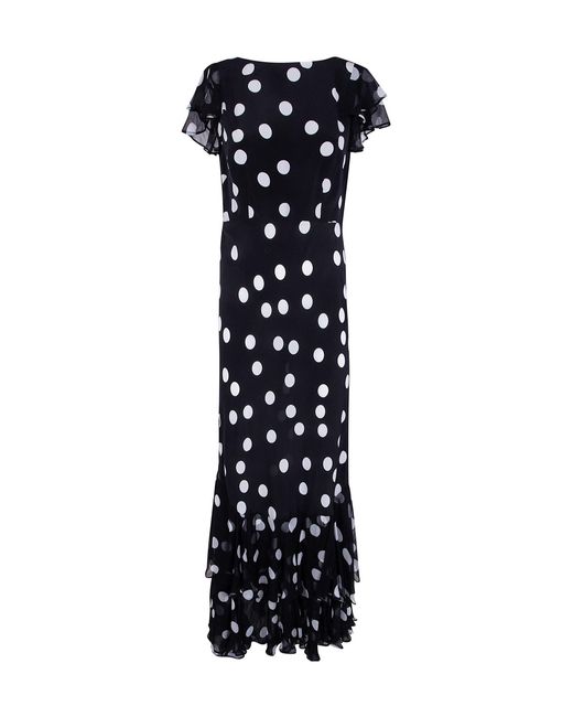 Rixo Black Short Sleeve Ruffled Dress