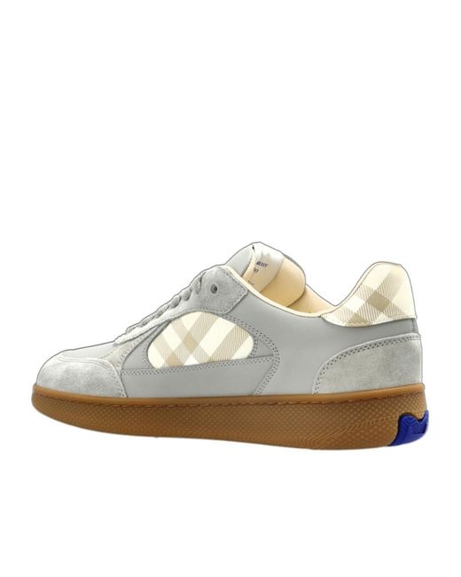 Burberry White Checkered Detailed Low-Top Sneakers