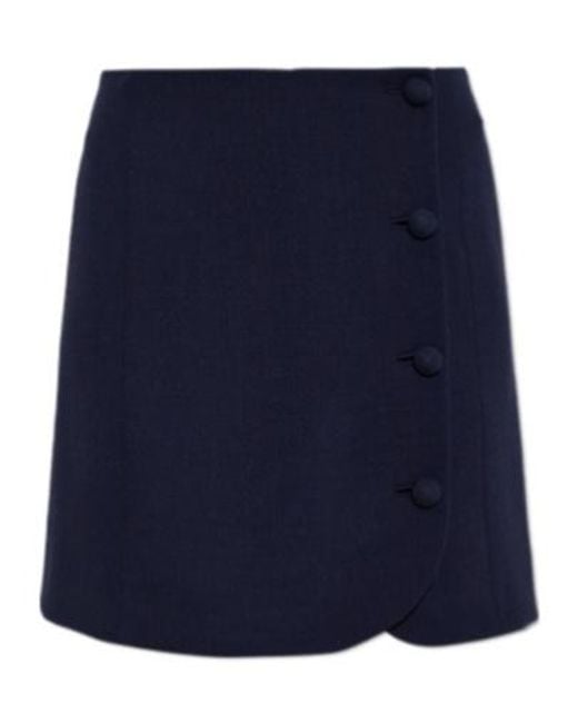 Valentino Blue Button-Fastening A-Line Skirt