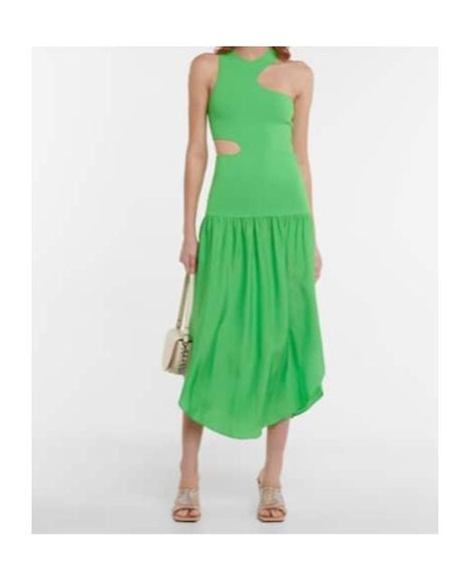 Stella McCartney Green Asymmetric Cutout Midi Dress