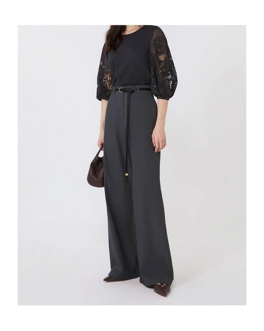 Max Mara Black Studio High-Rise Belted Wide-Leg Pants