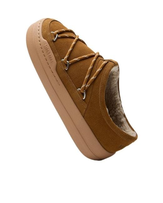 Moon Boot Brown Park Suede Slippers