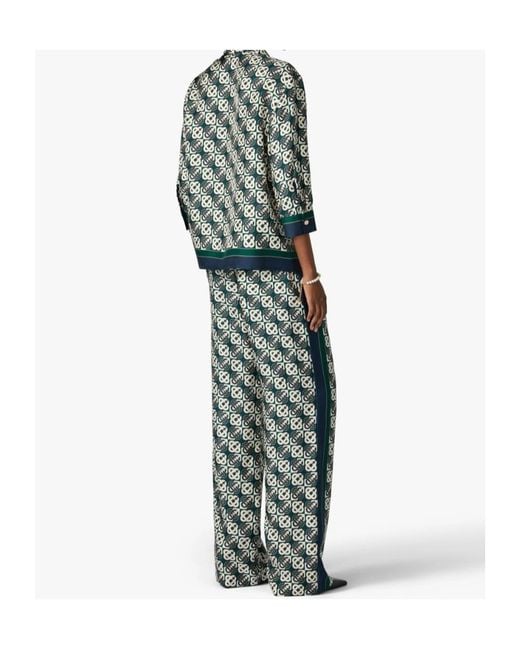 Casablanca Green Check Monogram Pyjama Long Sleeve Silk Shirt