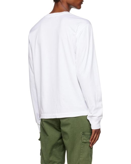 Stone Island White Compass-Patch Crew-Neck Sweatshirt for men