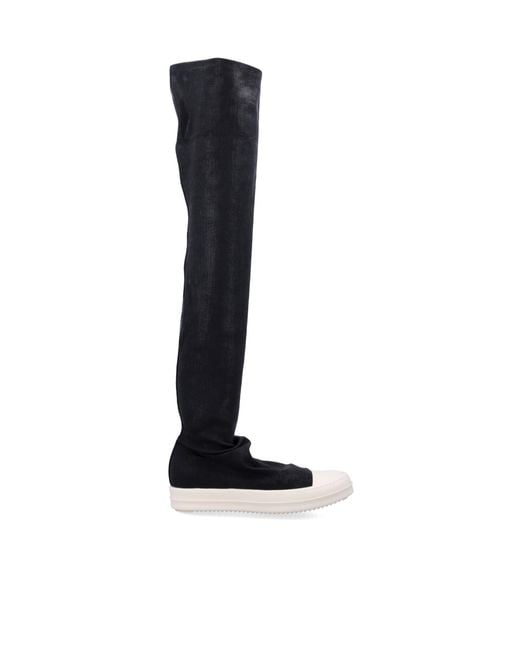 Rick Owens Black Round Toe Knee-Higth Boots
