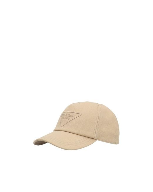 Prada Natural Embroidered Logo Baseball Cap for men