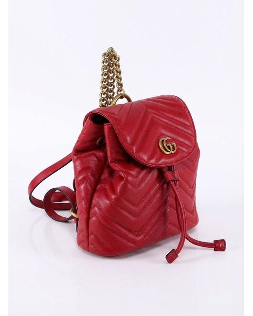 Gucci Red Marmont Quilted Leather Backpack