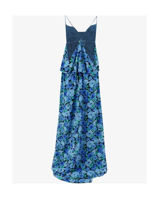 ROTATE BIRGER CHRISTENSEN Blue Floral-Printed Strapped Maxi Dress