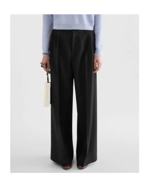 Jil Sander Black Pleated Gabardine Trousers