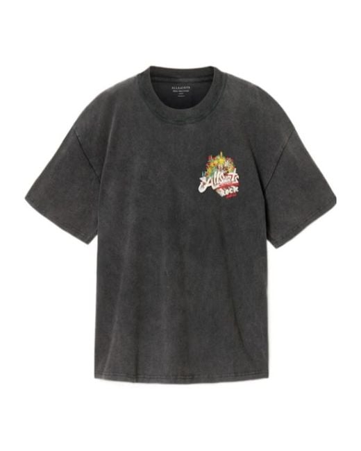AllSaints Black Roque Graphic-Print T-Shirt for men