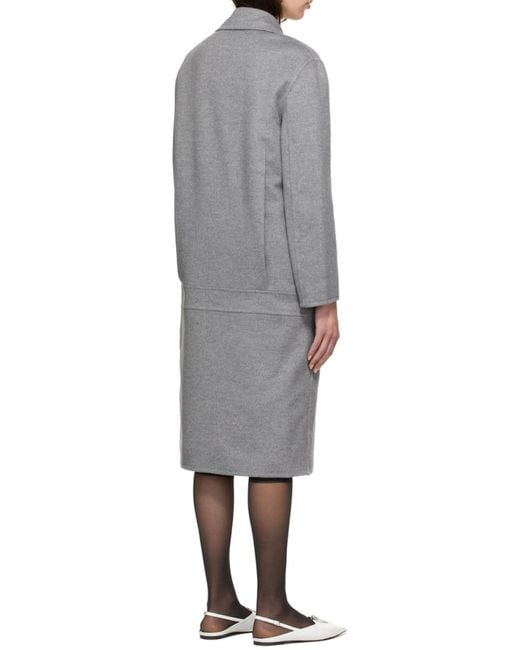 Stella McCartney Gray Oversize Double-Breasted Wool Coat