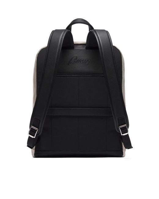 Brioni Gray And Ribbed Canvas Via Veneto Backpack for men