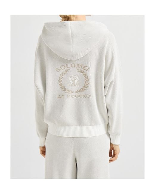 Brunello Cucinelli White Zip-Up Hoodie