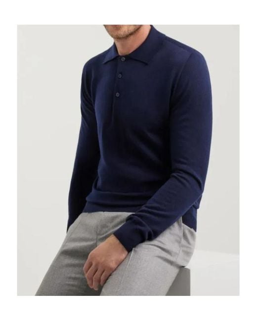 Canali Blue Nuvola Seamless Polo for men