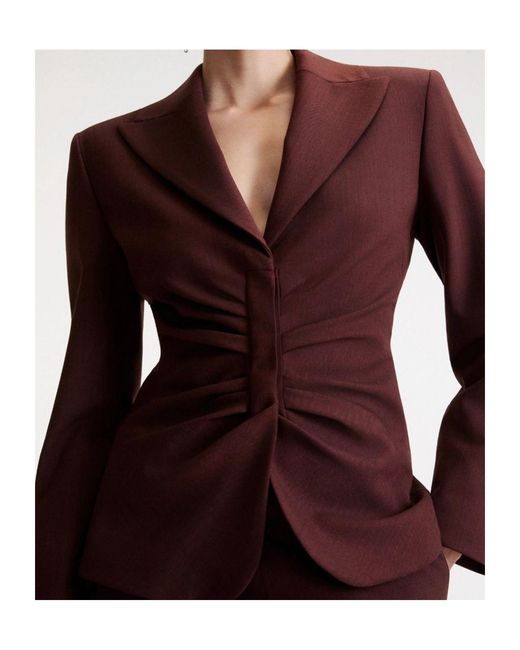 Marella Purple Ruched-Detail Blazer