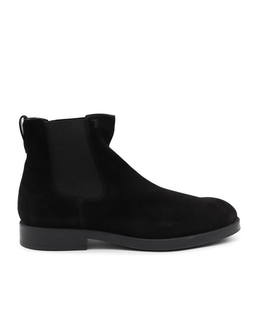 Tod's Black Round Toe Chelsea Boots for men