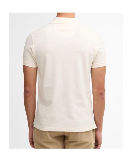 Barbour White Logo Embroidered Polo Shirt for men