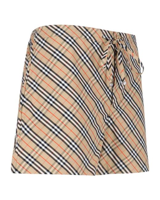 Burberry Natural Check Printed Drawstring Shorts