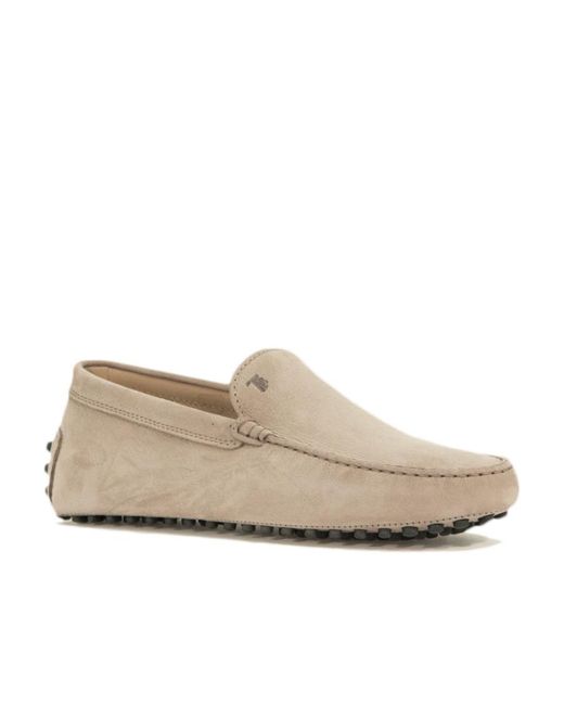 Tod's White Logo Embroidered Round Toe Loafers for men