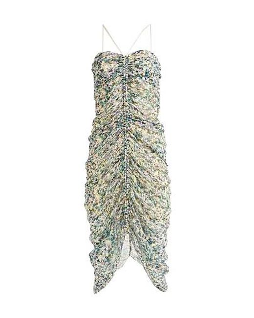 Isabel Marant Green Waisted Chiffon Printed Dress