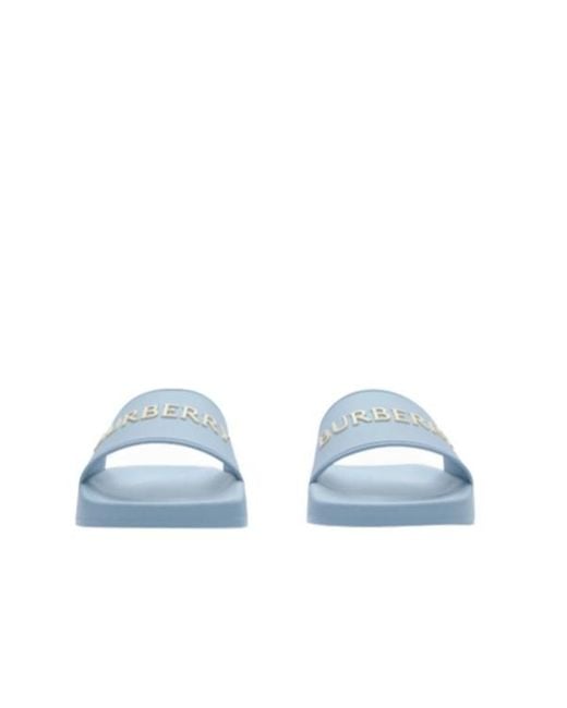 Burberry Blue Logo Detailed Slip-On Slides
