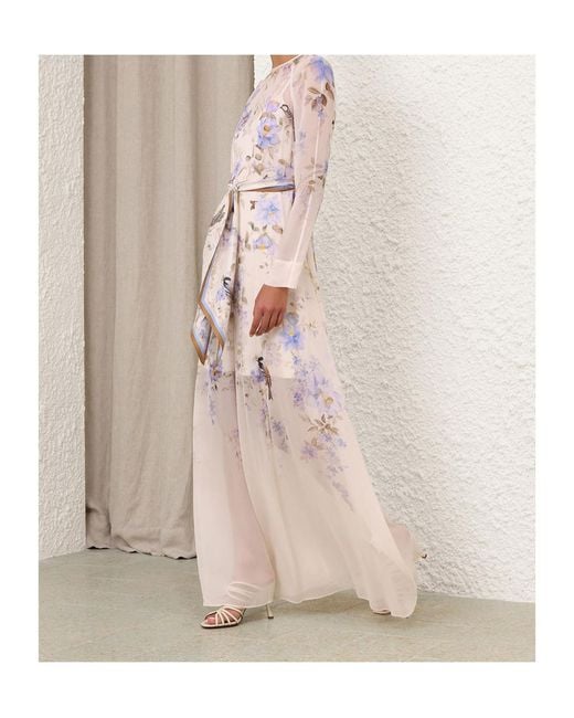 Zimmermann Multicolor Luna Floral Print Tie Maxi Dress